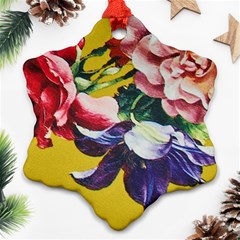 Textile Printing Flower Rose Cover Snowflake Ornament (two Sides) by Sapixe