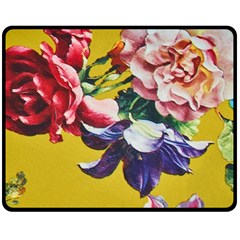 Textile Printing Flower Rose Cover Double Sided Fleece Blanket (medium) 