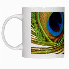 Peacock Feather Plumage Colorful White Mugs by Sapixe