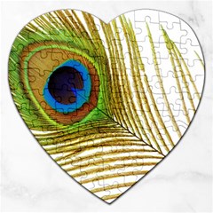 Peacock Feather Plumage Colorful Jigsaw Puzzle (heart)