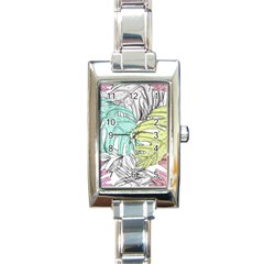 Leaves Tropical Nature Plant Rectangle Italian Charm Watch