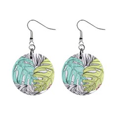 Leaves Tropical Nature Plant Mini Button Earrings by Sapixe