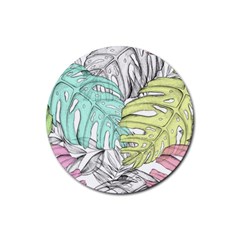 Leaves Tropical Nature Plant Rubber Round Coaster (4 Pack)  by Sapixe