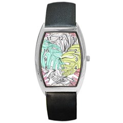 Leaves Tropical Nature Plant Barrel Style Metal Watch