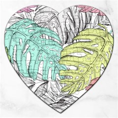 Leaves Tropical Nature Plant Jigsaw Puzzle (heart) by Sapixe