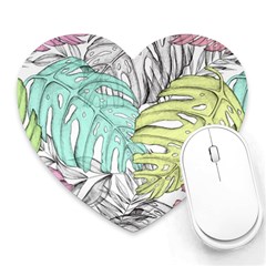 Leaves Tropical Nature Plant Heart Mousepads by Sapixe