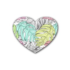 Leaves Tropical Nature Plant Rubber Coaster (heart) 