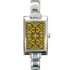 Red Black Yellow Rectangle Italian Charm Watch by ArtworkByPatrick