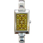 RED BLACK YELLOW Rectangle Italian Charm Watch Front