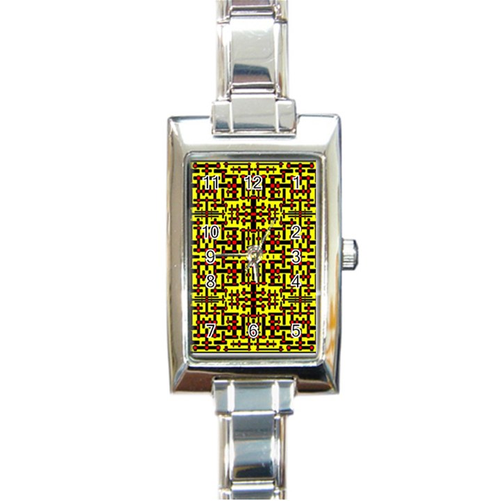 RED BLACK YELLOW Rectangle Italian Charm Watch