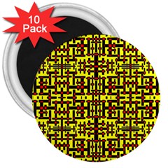 Red Black Yellow 3  Magnets (10 Pack)  by ArtworkByPatrick