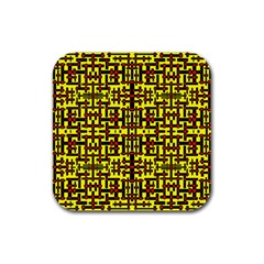 Red Black Yellow Rubber Square Coaster (4 Pack)  by ArtworkByPatrick