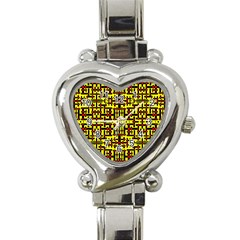 Red Black Yellow Heart Italian Charm Watch by ArtworkByPatrick