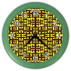 Red Black Yellow Color Wall Clock by ArtworkByPatrick