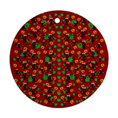 Christmas Time With Santas Helpers Ornament (round) by pepitasart