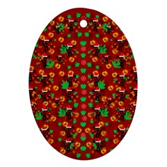 Christmas Time With Santas Helpers Ornament (oval) by pepitasart