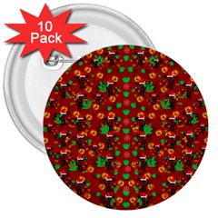 Christmas Time With Santas Helpers 3  Buttons (10 Pack)  by pepitasart