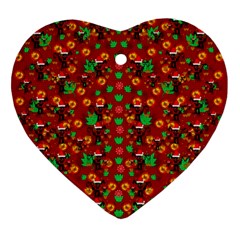 Christmas Time With Santas Helpers Heart Ornament (two Sides) by pepitasart