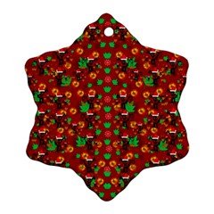 Christmas Time With Santas Helpers Ornament (snowflake) by pepitasart