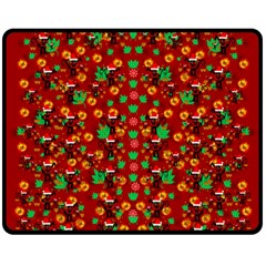 Christmas Time With Santas Helpers Double Sided Fleece Blanket (medium)  by pepitasart