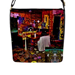 Painted House Flap Closure Messenger Bag (l) by MRTACPANS