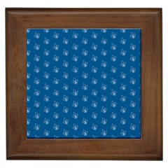 Quebec French Royal Fleur De Lys Elegant Pattern Blue Blue Quebec Fleur De Lys Pattern Blue Framed Tiles