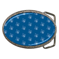 Quebec French Royal Fleur De Lys Elegant Pattern Blue Blue Quebec Fleur De Lys Pattern Blue Belt Buckles