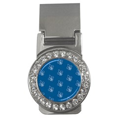 Quebec French Royal Fleur De Lys Elegant Pattern Blue Blue Quebec Fleur De Lys Pattern Blue Money Clips (cz) 