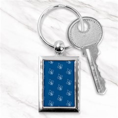 Quebec French Royal Fleur De Lys Elegant Pattern Blue Blue Quebec Fleur De Lys Pattern Blue Key Chains (rectangle) 