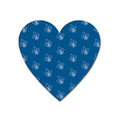 Quebec French Royal Fleur De Lys Elegant Pattern Blue Blue Quebec Fleur De Lys Pattern Blue Heart Magnet