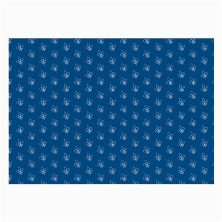 Quebec French Royal Fleur De Lys Elegant Pattern Blue Blue Quebec Fleur De Lys Pattern Blue Large Glasses Cloth (2-Side)