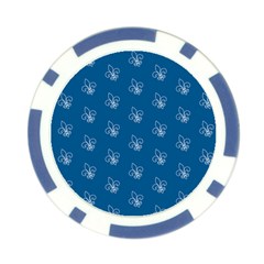 Quebec French Royal Fleur De Lys Elegant Pattern Blue Blue Quebec Fleur De Lys Pattern Blue Poker Chip Card Guard