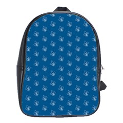 Quebec French Royal Fleur De Lys Elegant Pattern Blue Blue Quebec Fleur De Lys Pattern Blue School Bag (large)