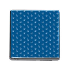 Quebec French Royal Fleur De Lys Elegant Pattern Blue Blue Quebec Fleur De Lys Pattern Blue Memory Card Reader (square 5 Slot)