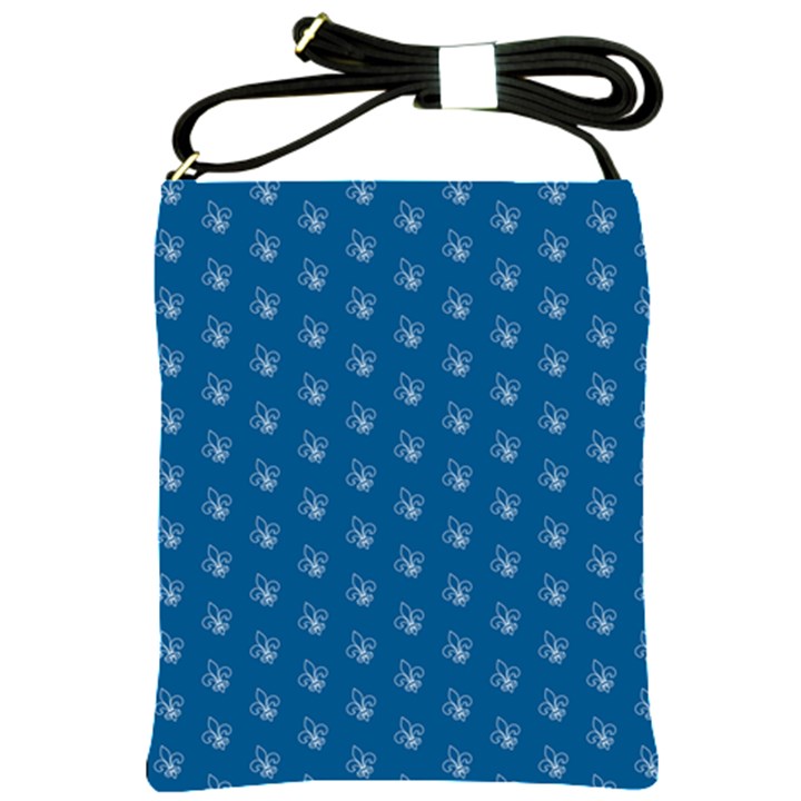 Quebec French Royal Fleur De Lys Elegant Pattern Blue Blue Quebec Fleur De Lys Pattern Blue Shoulder Sling Bag