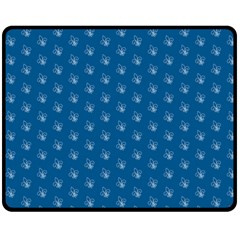 Quebec French Royal Fleur De Lys Elegant Pattern Blue Blue Quebec Fleur De Lys Pattern Blue Fleece Blanket (medium)  by Quebec