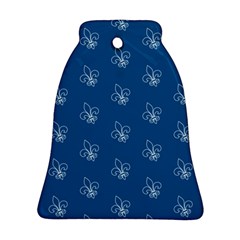 Quebec French Royal Fleur De Lys Elegant Pattern Blue Blue Quebec Fleur De Lys Pattern Blue Bell Ornament (two Sides)