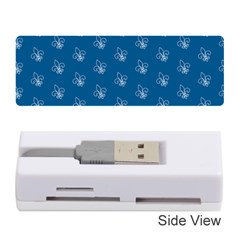 Quebec French Royal Fleur De Lys Elegant Pattern Blue Blue Quebec Fleur De Lys Pattern Blue Memory Card Reader (stick) by Quebec