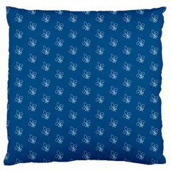 Quebec French Royal Fleur De Lys Elegant Pattern Blue Blue Quebec Fleur De Lys Pattern Blue Large Cushion Case (one Side) by Quebec