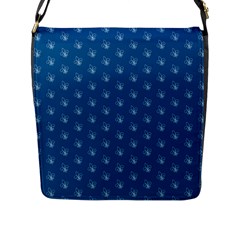 Quebec French Royal Fleur De Lys Elegant Pattern Blue Blue Quebec Fleur De Lys Pattern Blue Flap Closure Messenger Bag (l) by Quebec