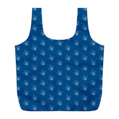 Quebec French Royal Fleur De Lys Elegant Pattern Blue Blue Quebec Fleur De Lys Pattern Blue Full Print Recycle Bag (l) by Quebec