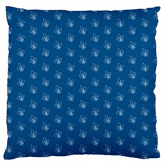 Quebec French Royal Fleur De Lys Elegant Pattern Blue Blue Quebec Fleur De Lys Pattern Blue Standard Flano Cushion Case (one Side)