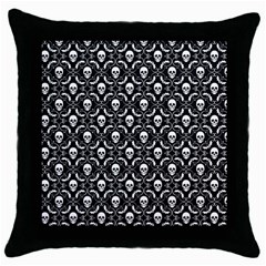 Pattern Skull And Bats Vintage Halloween Black Throw Pillow Case (black) by genx