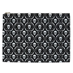 Pattern Skull And Bats Vintage Halloween Black Cosmetic Bag (xxl) by genx