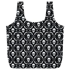 Pattern Skull And Bats Vintage Halloween Black Full Print Recycle Bag (xl) by genx