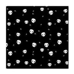 Pattern Skull Stars Halloween Gothic On Black Background Tile Coasters by genx