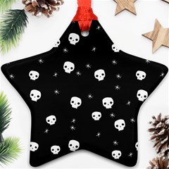 Pattern Skull Stars Halloween Gothic On Black Background Ornament (star) by genx