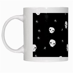 Pattern Skull Stars Halloween Gothic on black background White Mugs