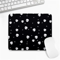 Pattern Skull Stars Halloween Gothic on black background Large Mousepads