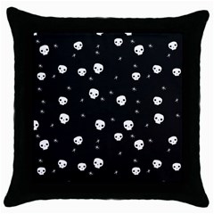 Pattern Skull Stars Halloween Gothic On Black Background Throw Pillow Case (black) by genx